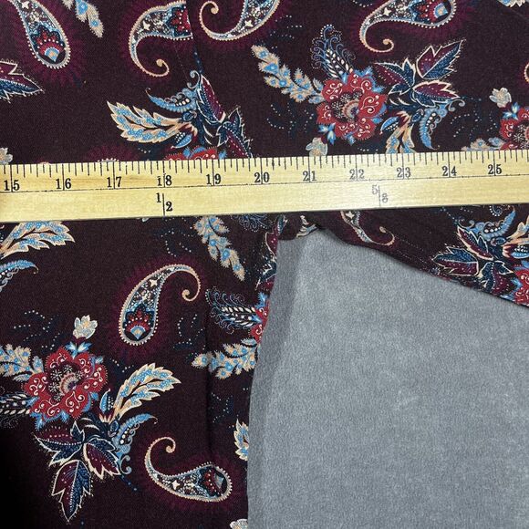 Zara Shirt Men's Large Burgundy Paisley Classic Long Sleeve Collared Button-Up - Picture 3 of 5